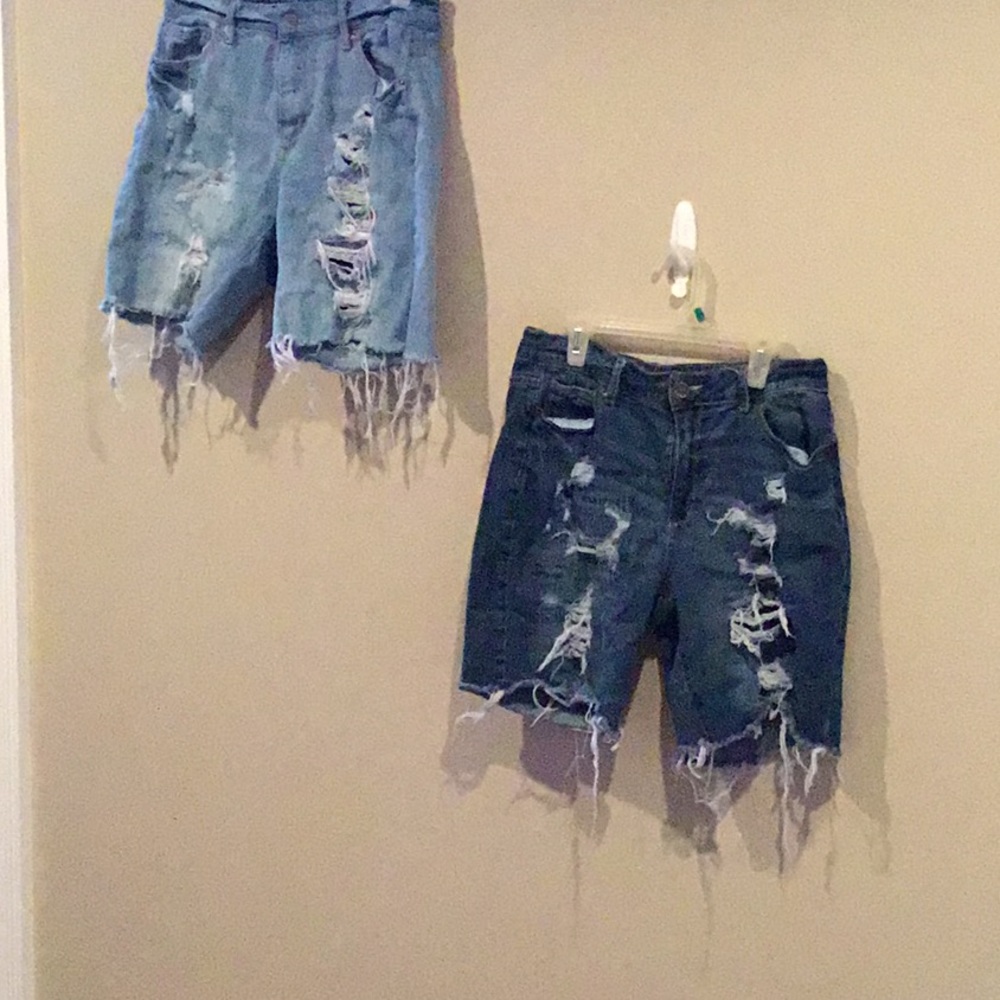 Used juniors jeans shorts size 13 mint condition blue jeans and stone wash